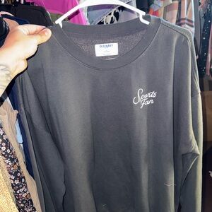 Old Navy Charcoal Gray Crewneck Sweater with White 'Sports Fan' Script